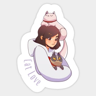 Cat Lady with Hoodie Sticker